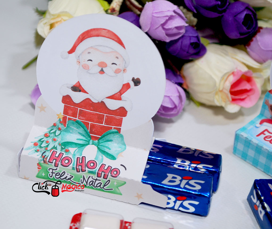 10 Lembrancinha com Logo - Caixinha Porta Bis Personalizada de Natal - Mimo  para clientes - Caixa (Cabe 3 Bis) + Capinhas